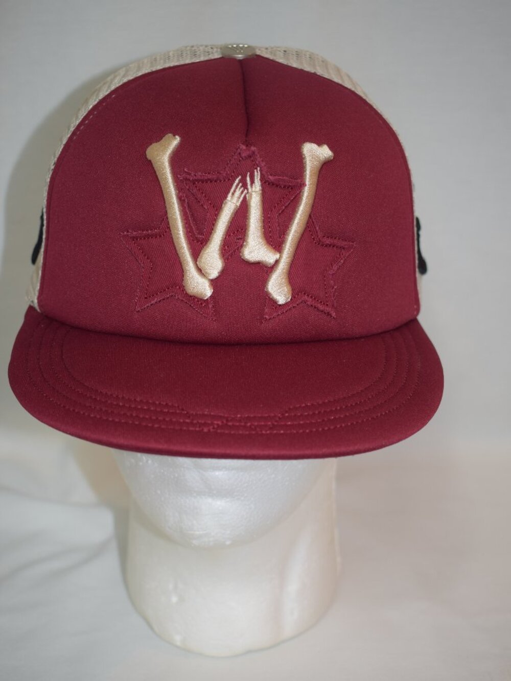 New Watson W Over 3 Stars Ball Cap Hat Burgundy White Ball Cap Hat